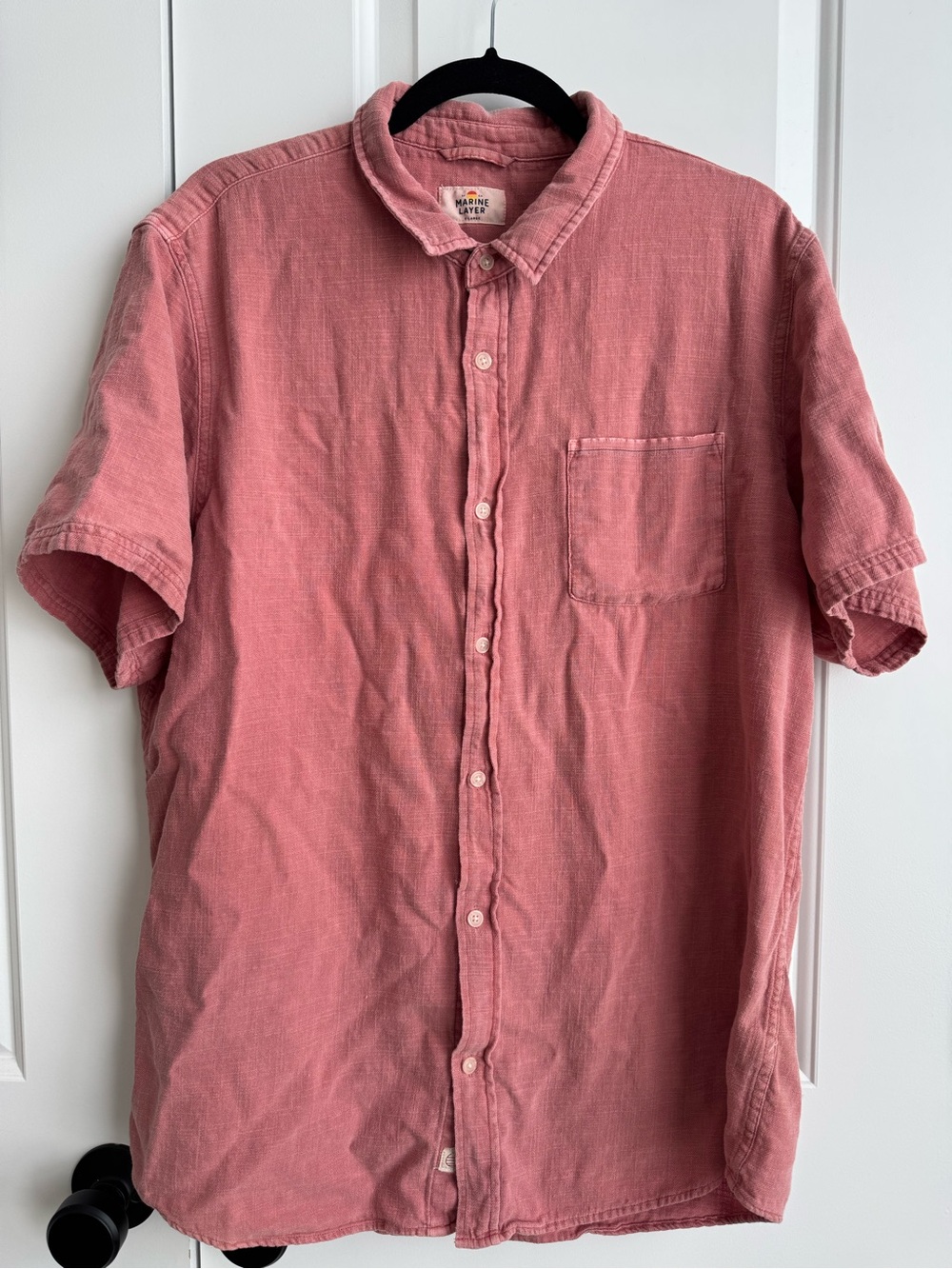 Marine Layer Mens XL Salmon Pink Short Sleeve Button Down
